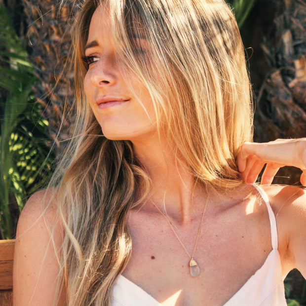 Sea Glass Necklace: White Gold Filled