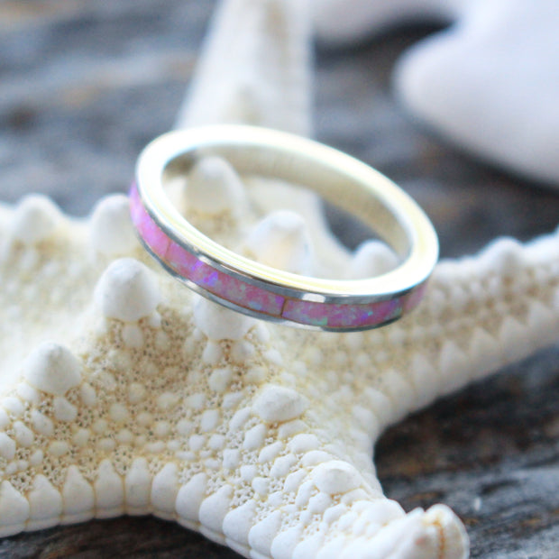 Pink Opal Band Sterling Silver
