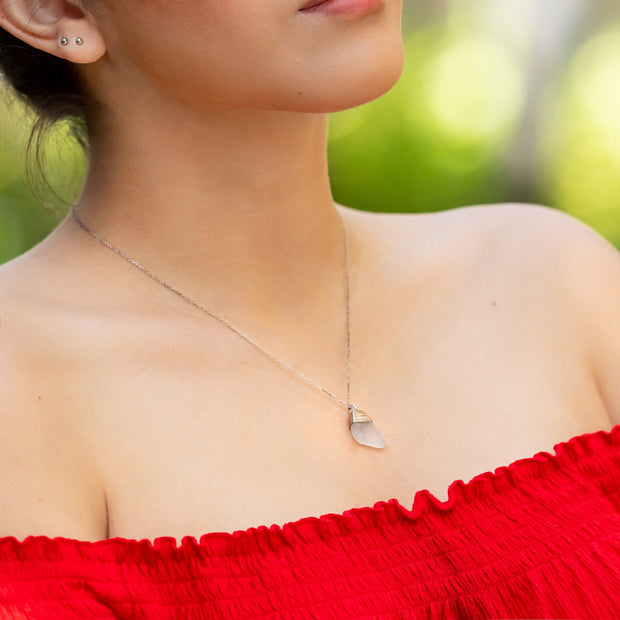 Sea Glass Necklace: White Gold Filled