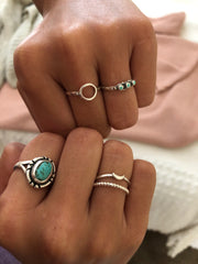 Sea Candy Ring: Dainty Simple Beaded Sterling Silver