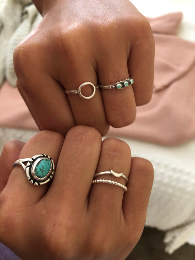Sea Candy Ring: Dainty Simple Beaded Sterling Silver