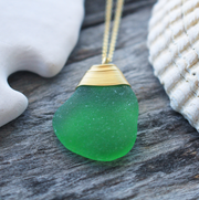 Sea Glass Necklace: Green Gold Filled