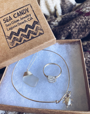 Sea Glass Necklace: White Sterling Silver