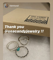 Sea Candy Ring: Dainty Simple Beaded Sterling Silver