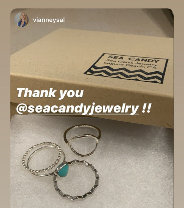 Sea Candy Ring: Dainty Simple Beaded Sterling Silver